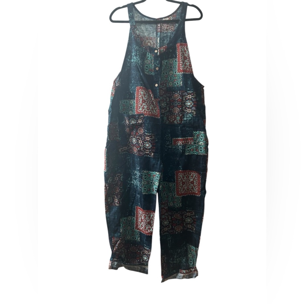 Snugwind Wide Leg Jumpsuit Buttoned With Pocket Sleeveless Baggy Rompers